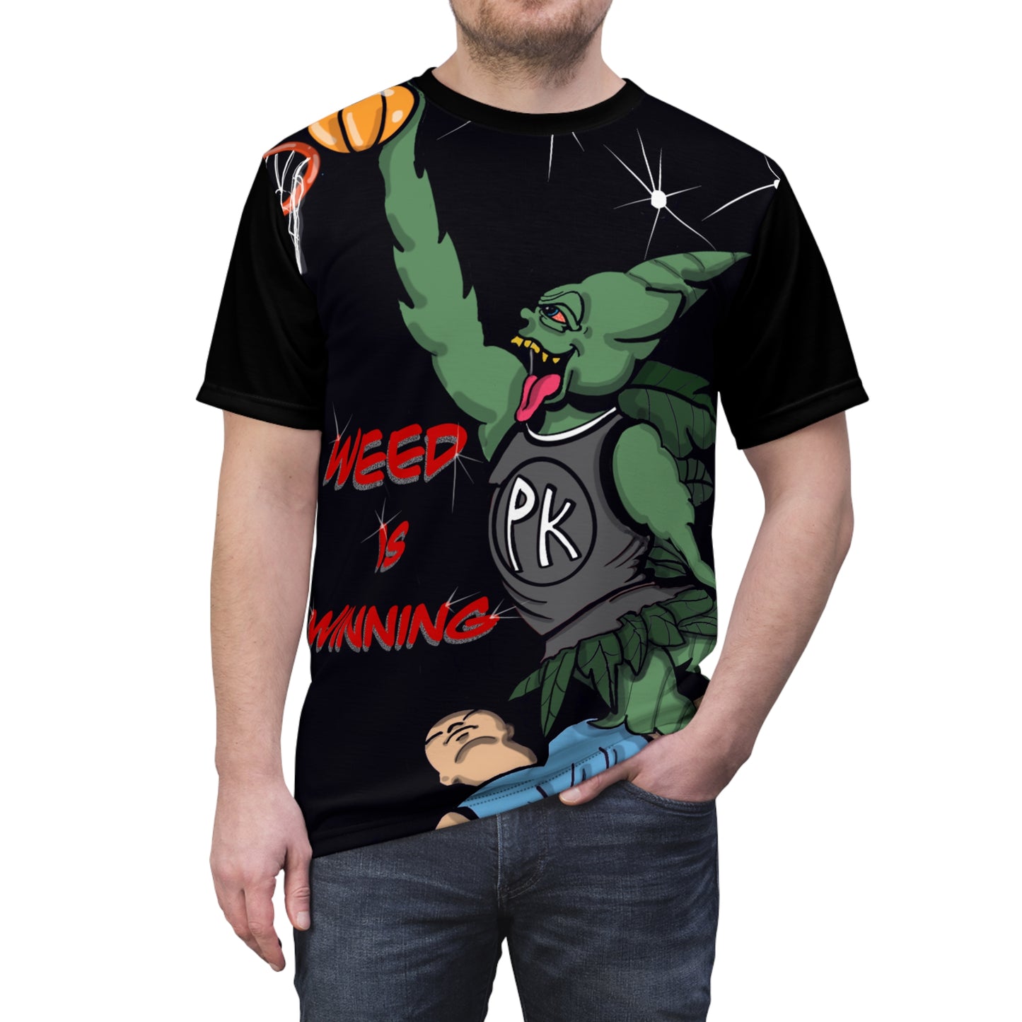 Funny Plug King Unisex Cut & Sew Graphic Black T-Shirt All Over Print (AOP)