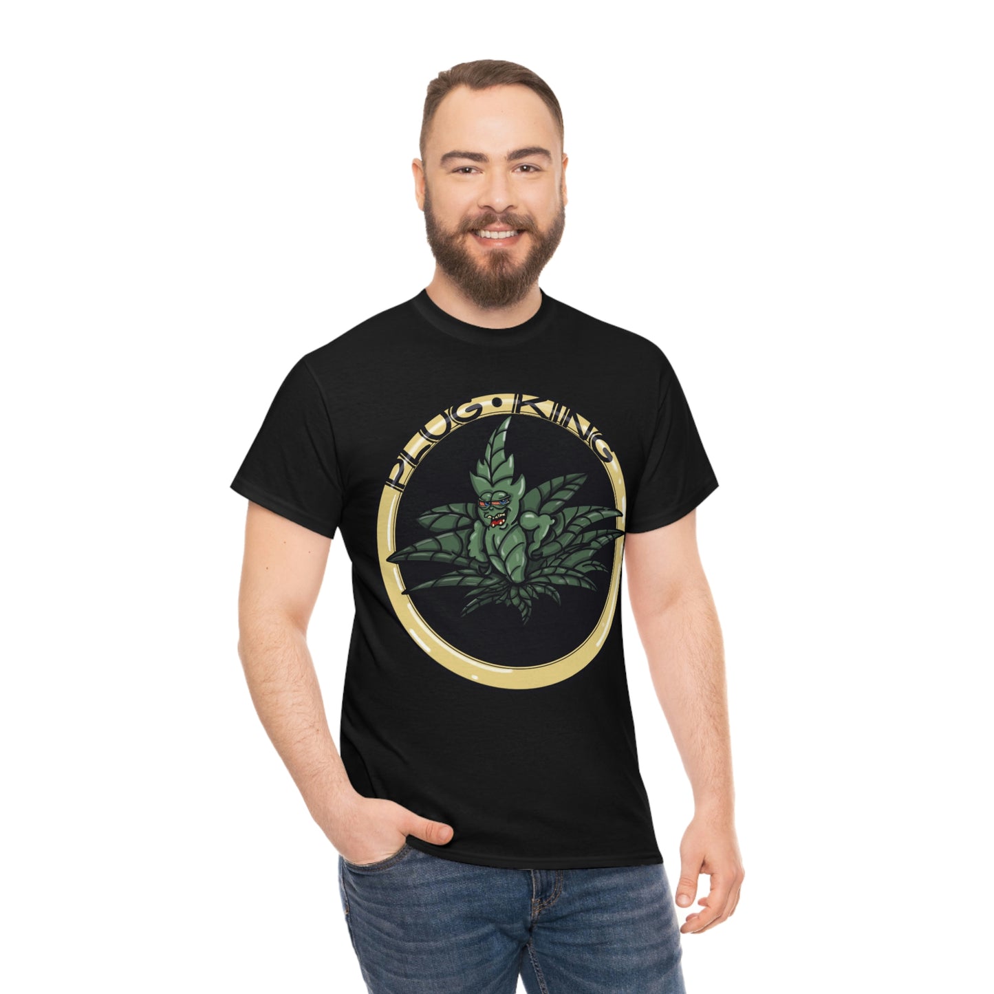 BLACK Plug King Unisex Heavy Cotton T-Shirt